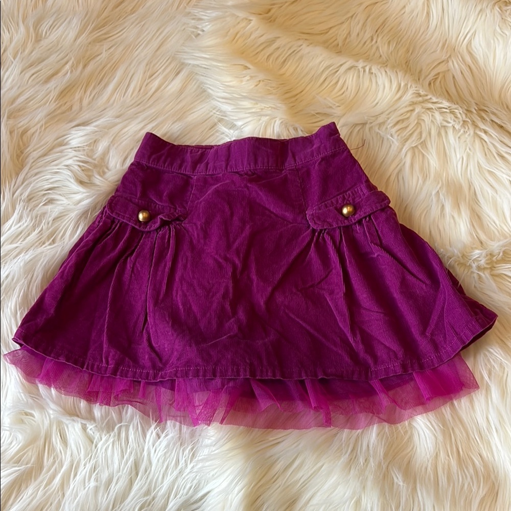 GAP kids Purple Mini corduroy lace trimmed Skirt with Tulle